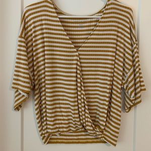 Wrap front V neck top